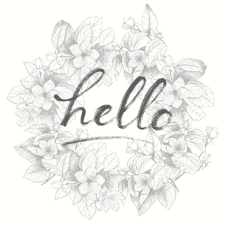 Hand lettering phrase on floral backのイラスト素材