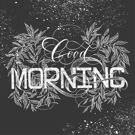 Good Morning vintage isolated floral lettering textのイラスト素材