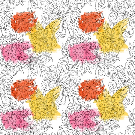 Seamless floral pattern for textiles, packaging, Wallpaper, covers. Watercolor floral background hand drawnの写真素材