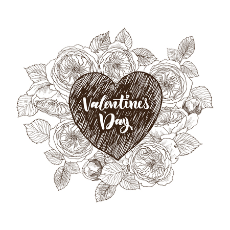 Hand drawn floristic frame border with delicate flowers, branches, plants. Decorative outlined Vector Illustration. Floral design element.のイラスト素材