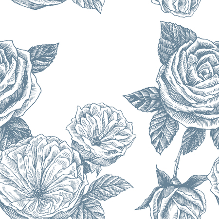Blooming flower. Set collection. Hand drawn botanical blossom branches on white background. Vector illustration.のイラスト素材