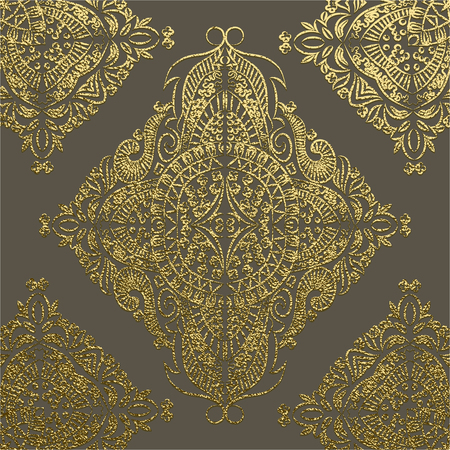Decorative mandala. Golden Vector illustration. Ornate line art element. Gold ornamental floral pattern for wedding invitations, greeting cards.のイラスト素材
