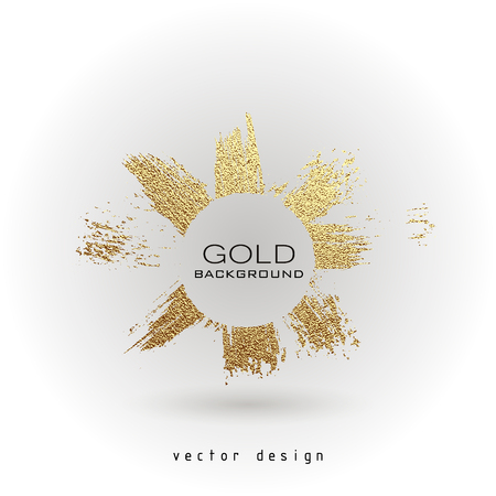 Smear gold paint. Vector golden spot, brush. Abstract glittering texture. Art illustrationのイラスト素材