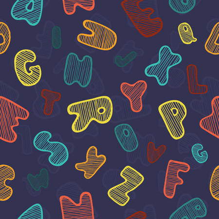 Seamless background with hand-drawn alphabet. Template for design and decorationのイラスト素材