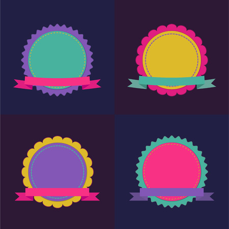 Set of four colorful retro ribbons and labels. Vector illustrationのイラスト素材