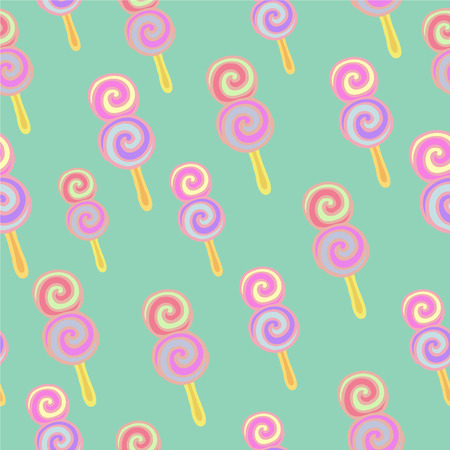 Seamless pattern with colorful hand drawn ice creamのイラスト素材