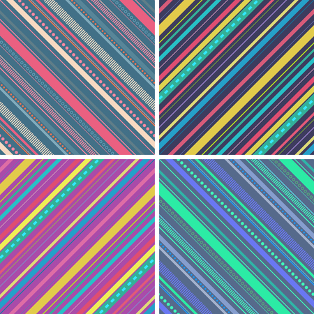 Abstract colorful diagonal striped background. Vector seamless patternのイラスト素材