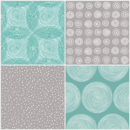Set of seamless hand drawn patterns. Vectorのイラスト素材