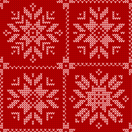 Seamless winter pattern. Red and white knitted backgroundのイラスト素材