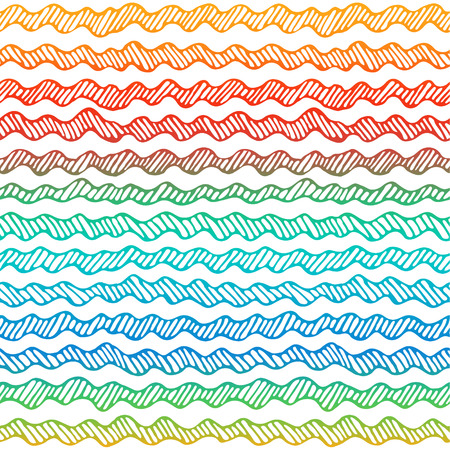 Seamless hand drawn doodle graphic pattern. Linear striped texture with blurred  gradient background . Made in vectorのイラスト素材