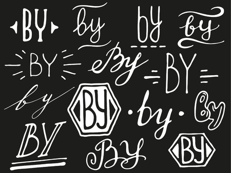 Hand lettered ampersand and catchwords. Collection of hand drawn catchwords. Modern handwritten calligraphy and lettering vector set. Ampersands and catchwords for your design.のイラスト素材