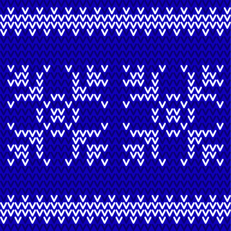 Seamless winter New Years pattern. Blue and white knitted christmas background. Vector