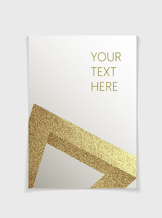 Brochure with modern gold geometric elements. Cover page design template in A4 size, vector. Can use for Leaflet, brochure, book, magazine, document template, invitation card, flyer.のイラスト素材