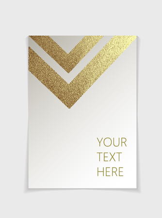 Brochure with modern gold geometric elements. Cover page design template in A4 size, vector. Can use for Leaflet, brochure, book, magazine, document template, invitation card, flyer.のイラスト素材