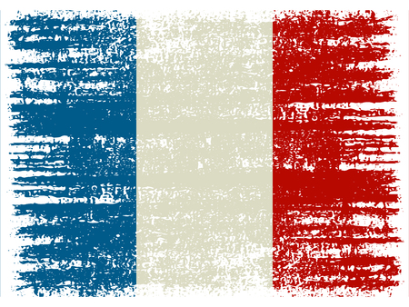 Grunge French flag with crack texture. Vector illustrtion .のイラスト素材