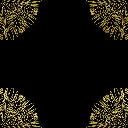 Decorative mandala. Gold Vector illustration. Outline drawing. Ornate line art element. Ornamental floral pattern for wedding invitations, greeting cards.のイラスト素材