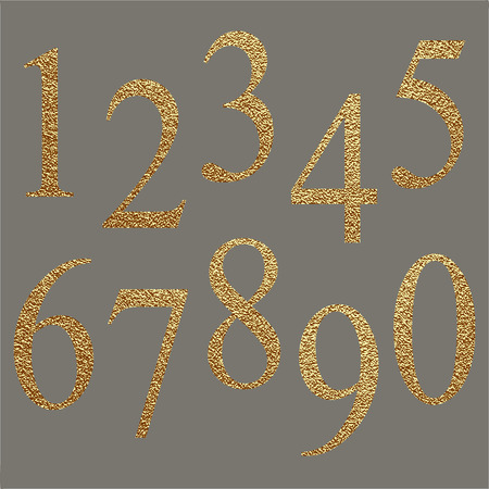 Set of metallic numbers. Vector golden numbers. Gold figuresのイラスト素材