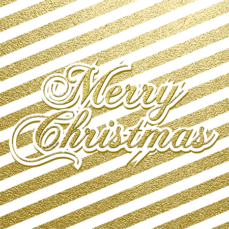 Merry Christmas gold glittering lettering design. Vector illustration. Element for greeting cards, posters.のイラスト素材