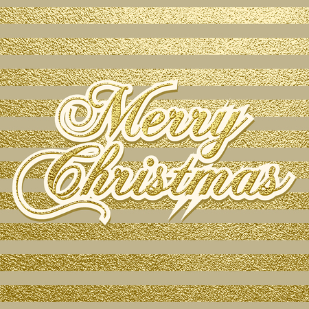 Merry Christmas gold glittering lettering design. Vector illustration. Element for greeting cards, posters.のイラスト素材