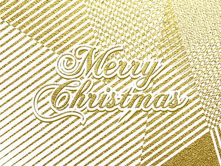 Merry Christmas gold glittering lettering design. Vector illustrationのイラスト素材