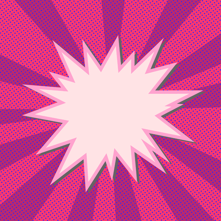 Explosion vector illustration. Retro pop art speech bubble with dots. Comic book fight stamp for card Superhero action frame background.のイラスト素材