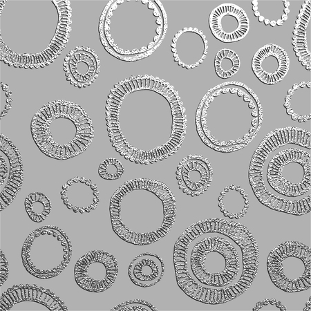 Silver vector illustration. Argent, hand drawn pattern with circles. Abstract backgroundのイラスト素材