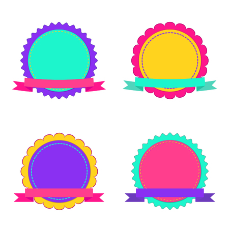 Set of four colorful retro ribbons and labels. Vector illustrationのイラスト素材