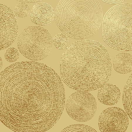 Gold vector illustration. Golden, hand drawn pattern with circles. Abstract backgroundのイラスト素材