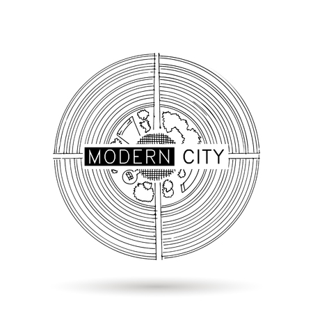 Logo with ink doodle maps, architecture drawingのイラスト素材