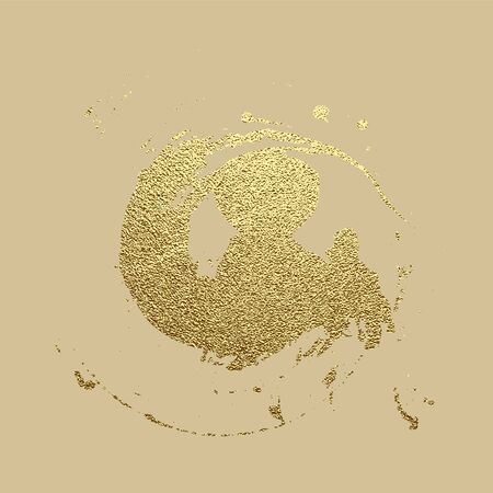 Vector gold paint stroke. Abstract gold glittering textured art illustration.のイラスト素材