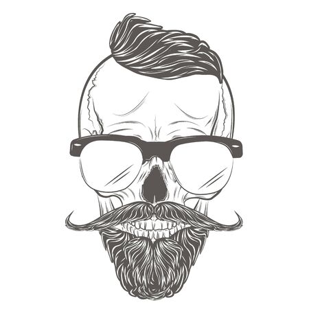 Hipster Skull vector. Gentleman skullのイラスト素材