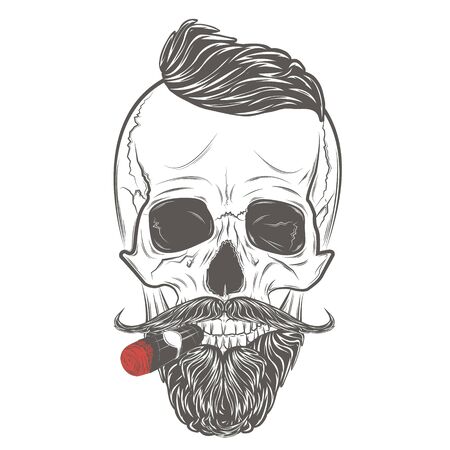 Hipster Skull vector. Gentleman skullのイラスト素材