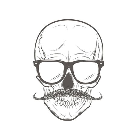 Hipster Skull vector. Gentleman skullのイラスト素材