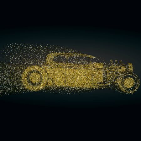 Hot rod background with a retro car. Roadster particles, symbolizing speed vector illustration.のイラスト素材
