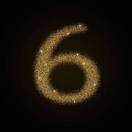 Golden metallic shiny numbers. Gold glittering metal alphabet numbers.One.のイラスト素材