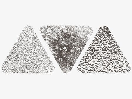 Set of grunge triangles. Damage triangle grunge shape silhouette. Distressed grunge texture. Vector illustrationのイラスト素材