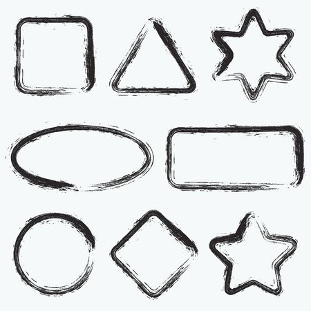 Set of black grunge frames isolated on white background. Vector Frames for your Design. Distress Border Frame Collection .のイラスト素材