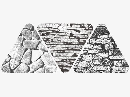 Set of grunge triangles. Damage triangle grunge shape silhouette. Distressed grunge texture. Vector illustrationのイラスト素材