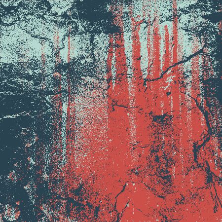 Grunge texture in blue and red colors. Textured cracked background. Vector template. Distress vector texture.のイラスト素材