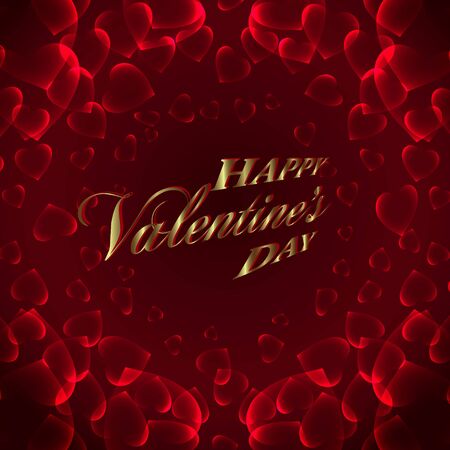 Happy Valentine's Day vintage lettering greeting card on red background with heartのイラスト素材