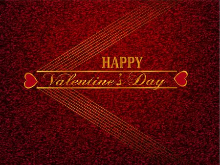 Happy Valentine's Day vintage lettering greeting card on red background with heartのイラスト素材