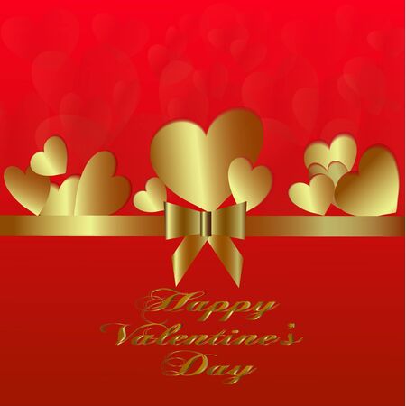 Happy Valentine's Day vintage lettering greeting card on red background with heartのイラスト素材