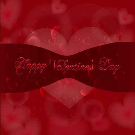 Happy Valentine's Day vintage lettering greeting card on red background with heartのイラスト素材