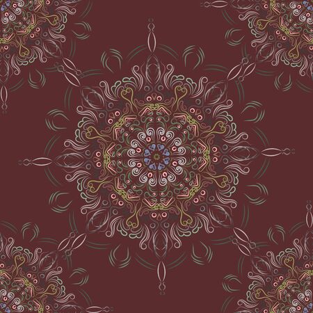 Ornate vintage seamless damask background. Floral baroque ornament in Victorian style. Pattern design, decorative retro decor, vector illustrationのイラスト素材