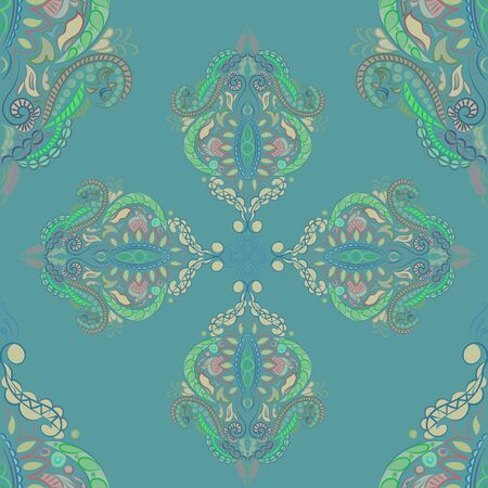 Ornate vintage seamless damask background. Floral baroque ornament in Victorian style. Pattern design, decorative retro decor, vector illustrationのイラスト素材