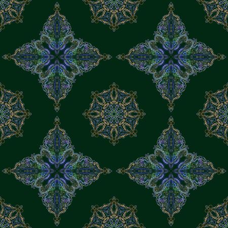 Ornate vintage seamless damask background. Floral baroque ornament in Victorian style. Pattern design, decorative retro decor, vector illustrationのイラスト素材