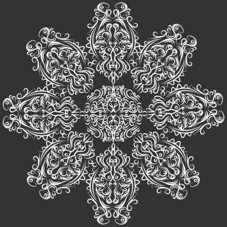 Decorative mandala. Vector illustration. Outline drawing. Ornate line art element. Ornamental floral pattern for wedding invitations, greeting cards.のイラスト素材