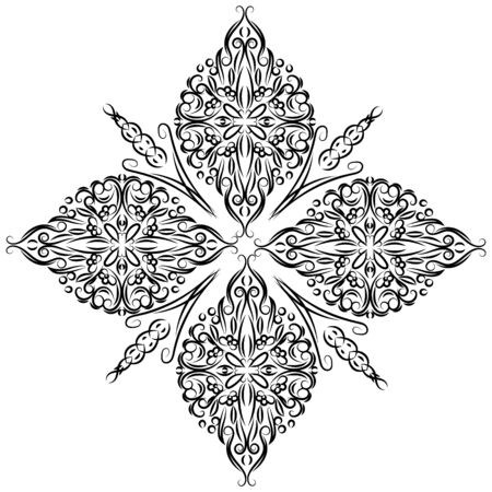 Decorative mandala. Vector illustration. Outline drawing. Ornate line art element. Ornamental floral pattern for wedding invitations, greeting cards.のイラスト素材