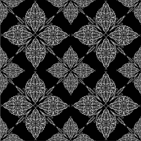 Ornate vintage seamless damask background. Floral baroque ornament in Victorian style. Pattern design, decorative retro decor, vector illustrationのイラスト素材