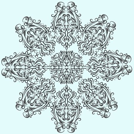 Decorative mandala. Vector illustration. Outline drawing. Ornate line art element. Ornamental floral pattern for wedding invitations, greeting cards.のイラスト素材